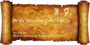 Mrákovics Fülöp névjegykártya